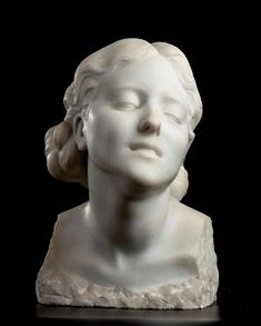 ATTILIO  TORRESINI : Portrait of Angela Colasanti, 30's ca.  - Marble, 30 x 20 x 22 cm - Auction Dipinti, Disegni e Sculture dal XIX al XXI secolo e Collezione Cornelio Di Marzio - Bertolami Fine Art - Casa d'Aste