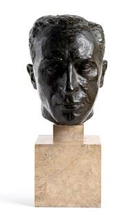 ALESSANDRO MONTELEONE (Taurianova, 1897 &#8211; Roma, 1967) : Ritratto di Cornelio Di Marzio, anni '40 ca.  - Bronzo, 47 x 20 x 22 cm (compreso di base) - Asta Dipinti, Disegni e Sculture dal XIX al XXI secolo e Collezione Cornelio Di Marzio - Bertolami Fine Art - Casa d'Aste