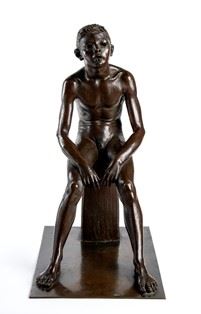 FRANCESCO MESSINA (Linguaglossa, 1900 - Milano, 1995) : Giovinetto nuotatore, 1933  - Bronzo, 62 x 33 x 45 cm  - Asta Dipinti, Disegni e Sculture dal XIX al XXI secolo e Collezione Cornelio Di Marzio - Bertolami Fine Art - Casa d'Aste