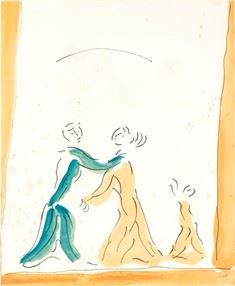 VIRGILIO GUIDI : Serie of figures  - Mixed media on paper: 47 x 38,5 cm  - Auction Dipinti, Disegni e Sculture dal XIX al XXI secolo e Collezione Cornelio Di Marzio - Bertolami Fine Art - Casa d'Aste