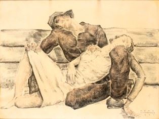 Hans Piffrader (chiusa, 1888 – Bolzano, 1950) - Amanti, 1935