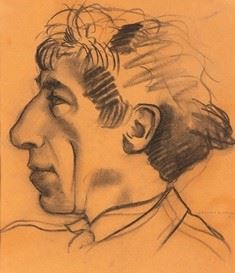 MASSIMO CAMPIGLI : Portrait of Bruno Barilli, 1926  - Graphite and charcoal on paper, 36 x 30,5 cm  - Auction Dipinti, Disegni e Sculture dal XIX al XXI secolo e Collezione Cornelio Di Marzio - Bertolami Fine Art - Casa d'Aste