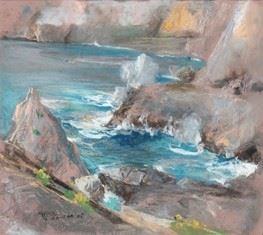 Giuseppe Casciaro - Marina con Veduta di Scogli, 1925