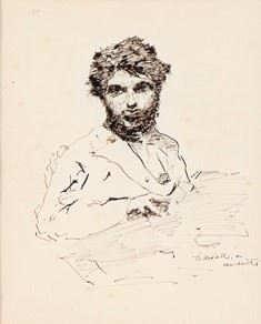 DOMENICO MORELLI : Man portrait  - Ink on paper, 26 x 21 cm  - Auction Dipinti, Disegni e Sculture dal XIX al XXI secolo e Collezione Cornelio Di Marzio - Bertolami Fine Art - Casa d'Aste