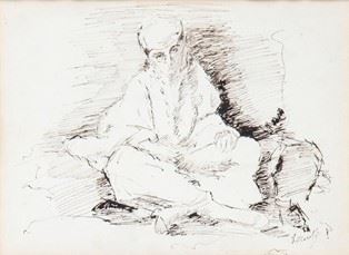 DOMENICO MORELLI : Portriat of Middle-Eastern man...  (Arte Moderna e Contemporanea...)  - Ink on paper, 21 x 26 cm - Auction Dipinti, Disegni e Sculture dal XIX al XXI secolo e Collezione Cornelio Di Marzio - Bertolami Fine Art - Casa d'Aste