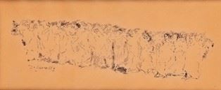 DOMENICO MORELLI : Various figures  - Ink on paper, 9 x 22 cm  - Auction Dipinti, Disegni e Sculture dal XIX al XXI secolo e Collezione Cornelio Di Marzio - Bertolami Fine Art - Casa d'Aste