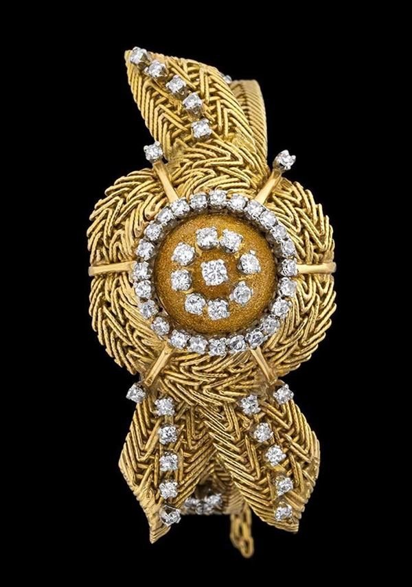 JAEGER LE COULTRE: orologio da polso lady oro e diamanti - 1957
