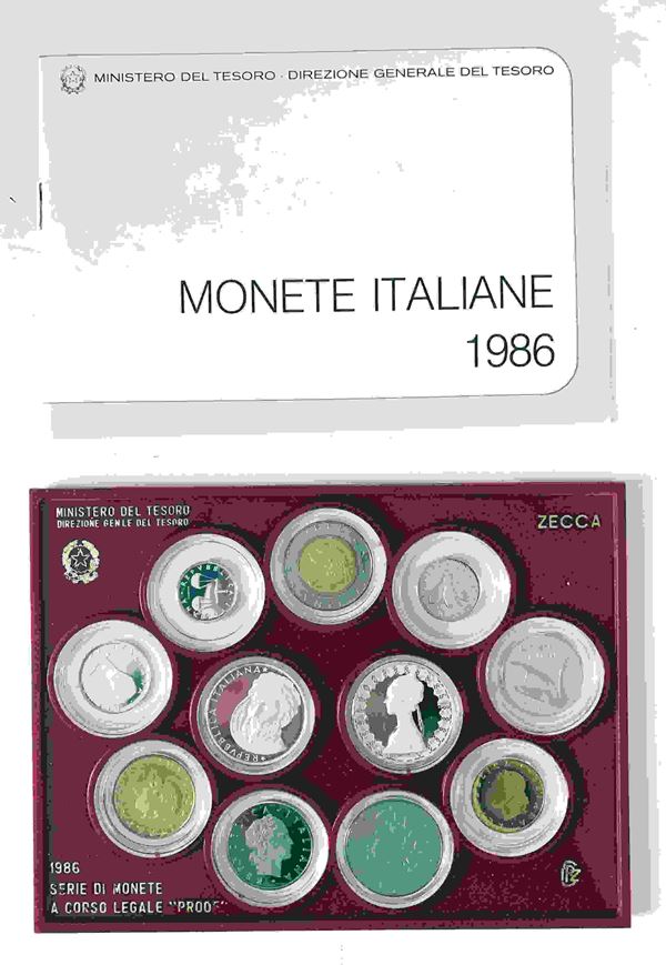 REPUBBLICA ITALIANA. Serie Divisionale 1986 con argenti. PROOF...  - Auction Monete e medaglie moderne Italiane ed Estere - Bertolami Fine Art - Casa d'Aste