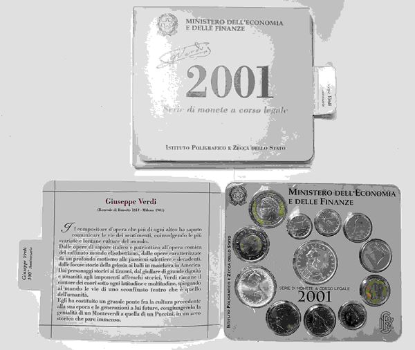 REPUBBLICA ITALIANA. Lotto di n. 2 divisionali con argenti. 2001. 2 pz. FDC...