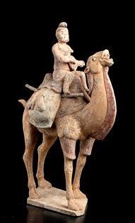 RARO GRUPPO CON CAMMELLO SOGDIANO E STRANIERO MUSICISTA IN TERRACOTTA DIPINTA - Cina, dinastia Tang

L’animale in posa di cammino, con la testa sollevata e la ...