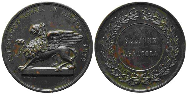 ITALIA. Medaglia 1879 Esposizione Umbra in Perugia - Sezione Agricola. Ae (50 m...  - Auction Monete e medaglie moderne Italiane ed Estere - Bertolami Fine Art - Casa d'Aste