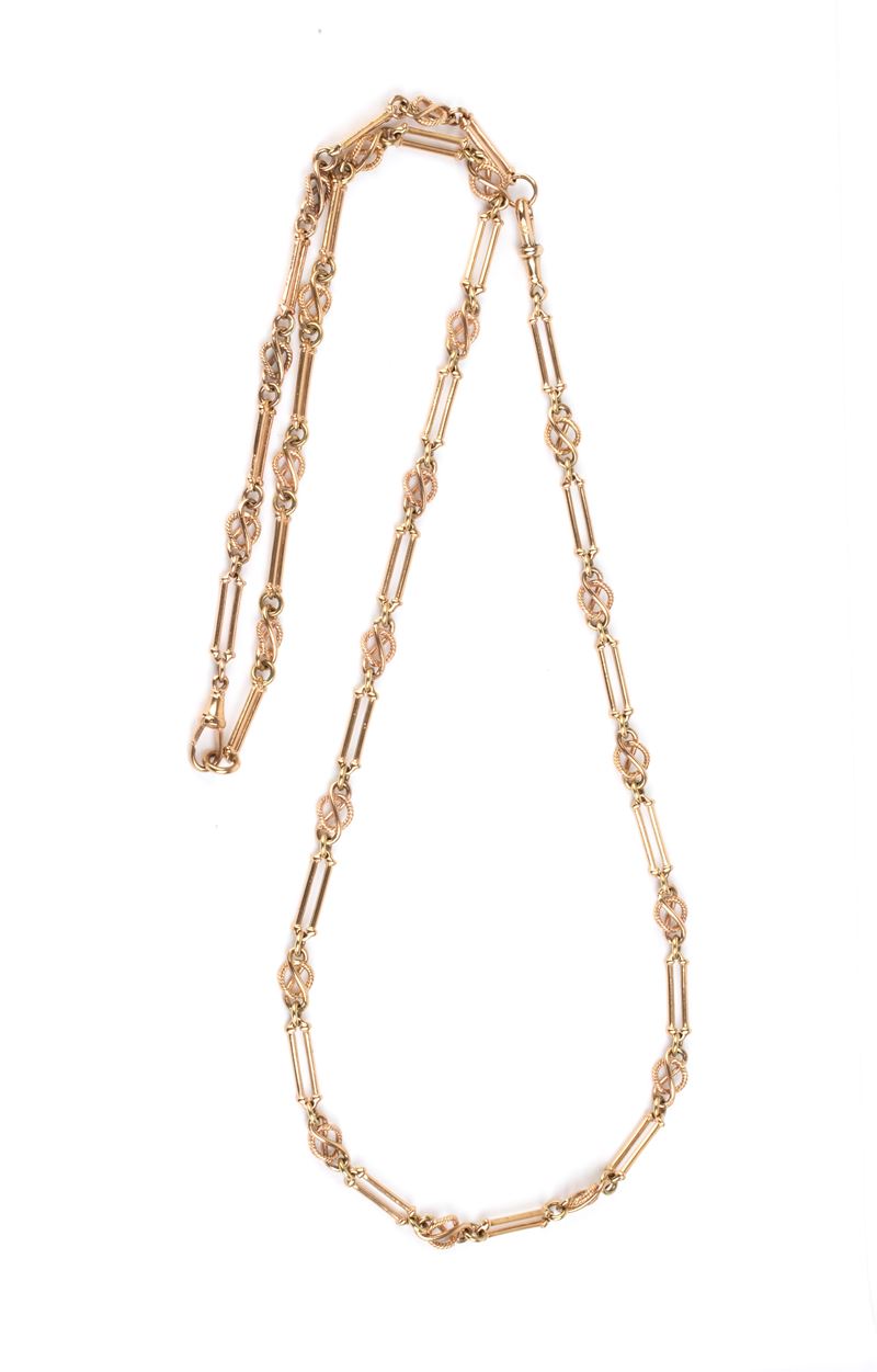 Catena da orologio vittoriana inglese in oro