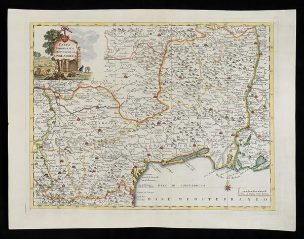 Guillaume de l'Isle (1675-1726) - Carta geografica del Governo della Linguadoca, 1750...