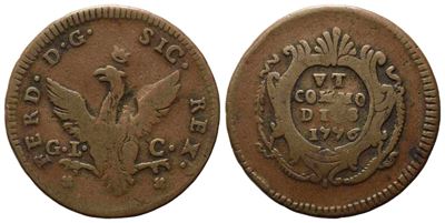 Ferdinando III di Borbone, 2 grani 1776, Regno di Sicilia