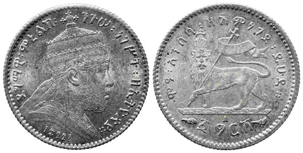 ETIOPIA. Menelik II (1889-1913). GERSH 1/20 di birr 1895. Ag (1,42 g). qFDC, ot...