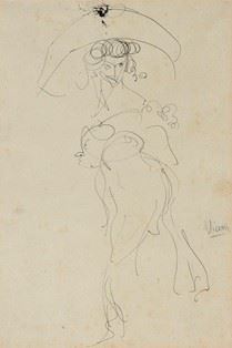 LORENZO VIANI (Viareggio, 1882 -  Lido di Ostia, 1936) - Parisinian woman with large hat