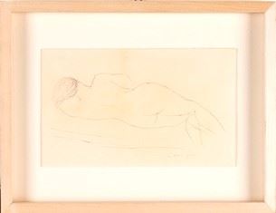 MARIO MAFAI : Lying naked  - Pencil on paper, 12 x 21 cm  - Auction Dipinti, Disegni e Sculture dal XIX al XXI secolo e Collezione Cornelio Di Marzio - Bertolami Fine Art - Casa d'Aste