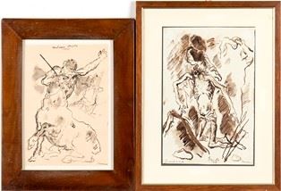 FELICE CARENA - Lot composed by two drawings: Cristo, 1958 (A) and Centauro ferito, 1963 (B)