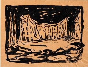 GIOVANNI STRADONE (Nola, 1911 - Roma, 1981) : Colosseo, 1956  (Arte Moderna e Contemporanea...)  - Tempera su cartone, 38 x 48 cm  - Asta Dipinti, Disegni e Sculture dal XIX al XXI secolo e Collezione Cornelio Di Marzio - Bertolami Fine Art - Casa d'Aste