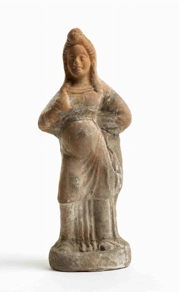 STATUETTA DI COMMEDIANTE
Sicilia, seconda metà del IV secolo a.C.
altezza cm 17...