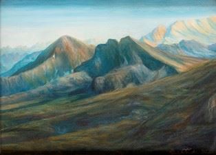 Panorama del Col di Lana e del gruppo della Marmolada   - Pastello su carta, 50 x 69 cm  - Asta Dipinti, Disegni e Sculture dal XIX al XXI secolo e Collezione Cornelio Di Marzio - Bertolami Fine Art - Casa d'Aste