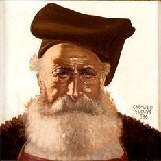 Portrait of an old sheperd, 1936...  - Oil on ceramic, 20 x 20 cm  - Auction Dipinti, Disegni e Sculture dal XIX al XXI secolo e Collezione Cornelio Di Marzio - Bertolami Fine Art - Casa d'Aste