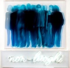 Non-luoghi (sezioni spazio), 2013  - Screen-printing on canvas, plexiglass and neon, 120 x 100 cm (92x93cm; 26x100 cm) - Auction Dipinti, Disegni e Sculture dal XIX al XXI secolo e Collezione Cornelio Di Marzio - Bertolami Fine Art - Casa d'Aste