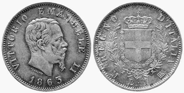 REGNO D'ITALIA. Vittorio Emanuele II (1861-1878). 1 lira 1863. Milano. Stemma. ...  - Asta Monete e medaglie moderne Italiane ed Estere - Bertolami Fine Art - Casa d'Aste