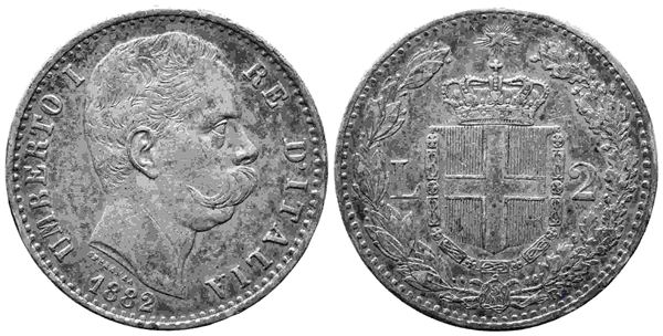 REGNO D'ITALIA. Umberto I (1878-1900). 2 lire 1882. Ag. SPL/qFDC...