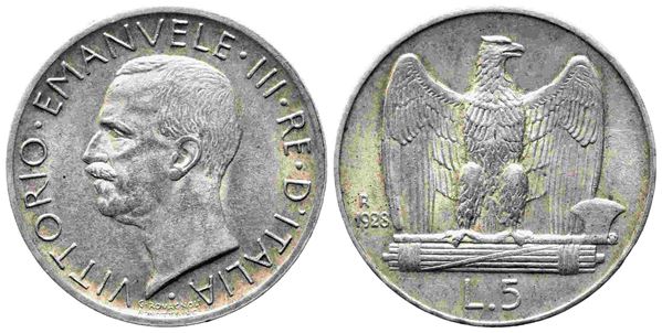 REGNO D'ITALIA. Vittorio Emanuele III (1900-1943). 5 lire 1928 - 2 rosette. Ag....  - Asta Monete e medaglie moderne Italiane ed Estere - Bertolami Fine Art - Casa d'Aste