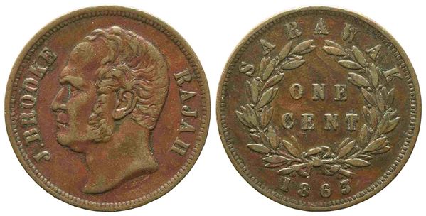 SARAWAK. James Brooke (1842-1868). 1 centesimo 1885. Cu.  BB+...