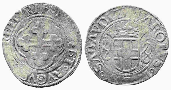 AOSTA. Carlo II di Savoia, il Buono (1504-1553). Grosso, III tipo. Ag. MIR 387d...