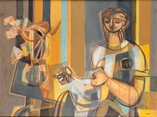 George Dayez (parigi, 1907 - 1991) - Woman With Flowers