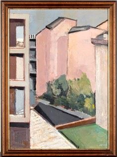 BEPPE GUZZI : Urban landscape  - Oil on canvas, 71 x 50 cm  - Auction Dipinti, Disegni e Sculture dal XIX al XXI secolo e Collezione Cornelio Di Marzio - Bertolami Fine Art - Casa d'Aste