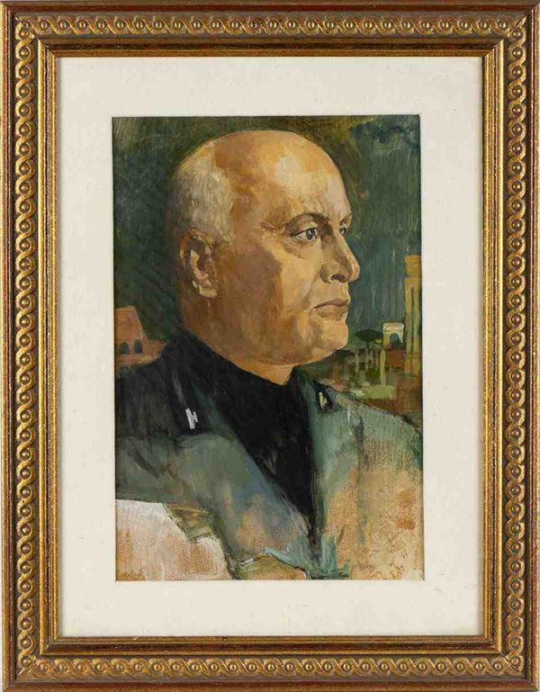 Portrait of Benito Mussolini...