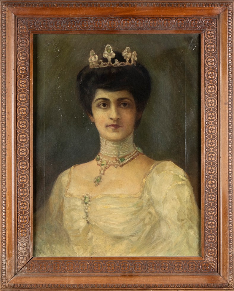 Coppia di Quadri Raffiguranti Vittorio Emanuele II e Regina Elena