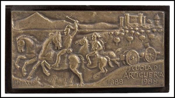 Placca commemorativa scuola di artiglieria...  - Auction Asta 255 - Bertolami Fine Art - Casa d'Aste