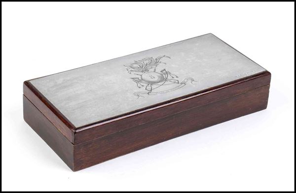 Wooden box engraved with the frieze of the 8th Bersaglieri Regiment...