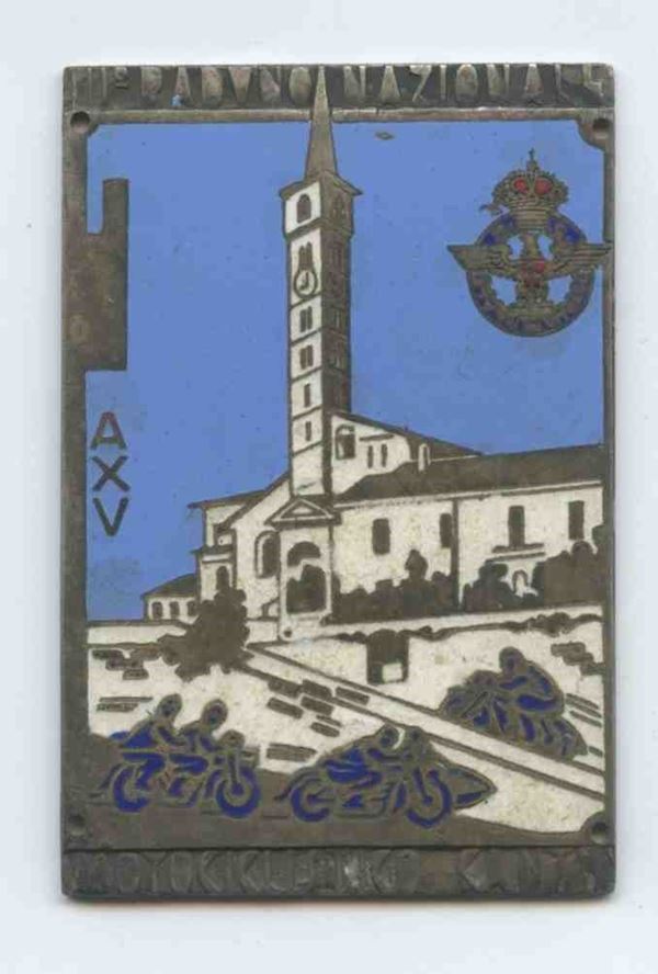 Placchetta raduno motociclistico...  - Auction Asta 255 - Bertolami Fine Art - Casa d'Aste