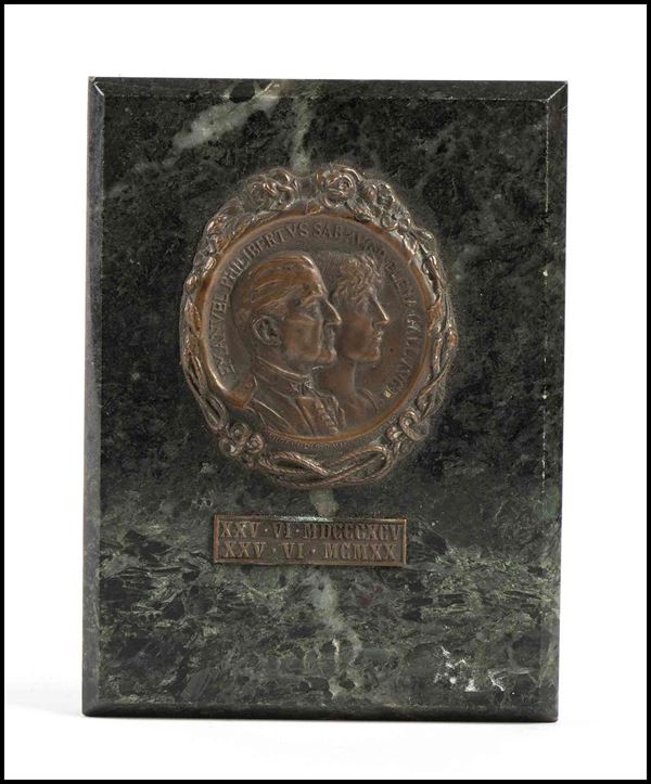 Placca commemorativa matrimonio di Emmanuele Filiberto di Savoia e Elena d'Orle...