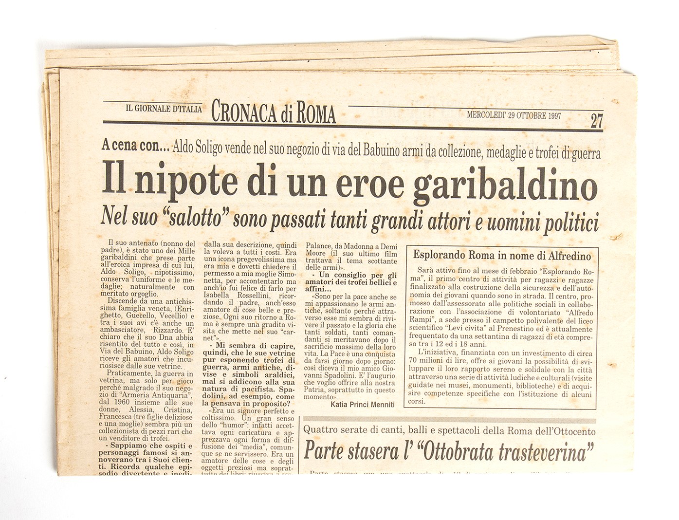 Cimeli di Garibaldino, uno dei "mille"