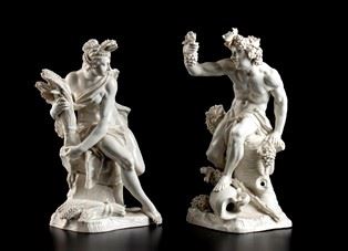 Coppia di sculture in porcellana - Nymphenburg XIX secolo,  F. Bustelli ...