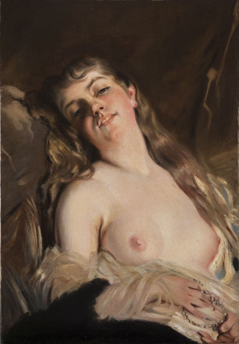Charles Josuah Chaplin (les Andelys, 1825 - Parigi, 1891) - Nudo Reclinato