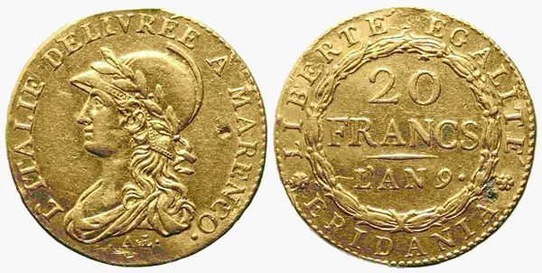 Torino. Repubblica Subalpina (1800-1802). 20 franchi 1801. Au (6,26 g). qSPL. T...  - Auction Monete e medaglie moderne Italiane ed Estere - Bertolami Fine Art - Casa d'Aste