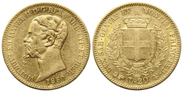 Torino. Regno di Sardegna. Vittorio Emanuele II, 20 lire 1850. Au (6,43 g). NC....