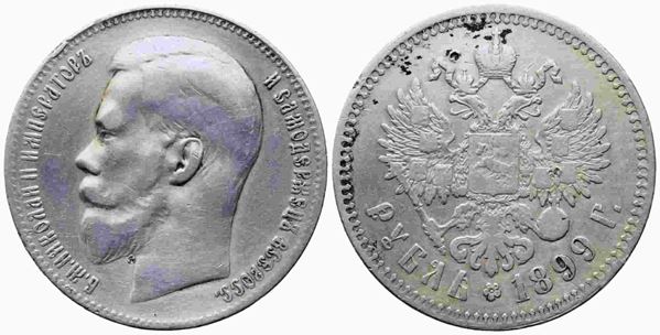 Russia. Rublo Zar Nicola II 1899 Ag (19,76 g). KM#59.1 qBB...  - Auction Monete e medaglie moderne Italiane ed Estere - Bertolami Fine Art - Casa d'Aste