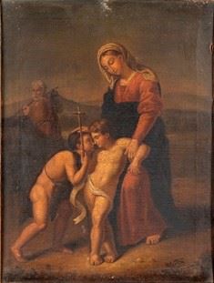 Dipinto raffigurante Madonna e San Giovannino - XVIII secolo...