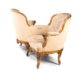 Divano francese tète-a-tète Napoleone III dorato - seconda metà XIX secolo...