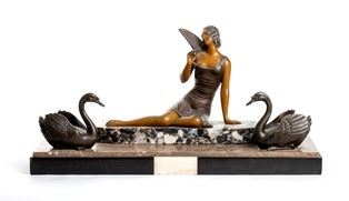 Statua Art Dèco francese -  inizio XX secolo...  - Auction Mobili, vetri Gallé, Tappeti e Oggetti d'arte dal XVII all'inizio del XX secolo - Bertolami Fine Art - Casa d'Aste