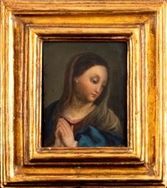 Dipinto italiano raffigurante Madonna - XIX secolo...  - Auction Mobili, vetri Gallé, Tappeti e Oggetti d'arte dal XVII all'inizio del XX secolo - Bertolami Fine Art - Casa d'Aste